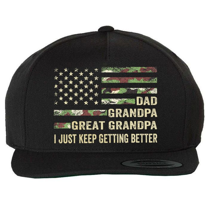 Fathers Day Gift From Grandkids Dad Grandpa Great Grandpa Wool Snapback Cap