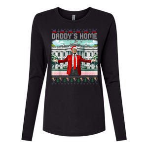 Funny Daddys Home Trump Ugly Christmas Sweater Pajamas Womens Cotton Relaxed Long Sleeve T-Shirt