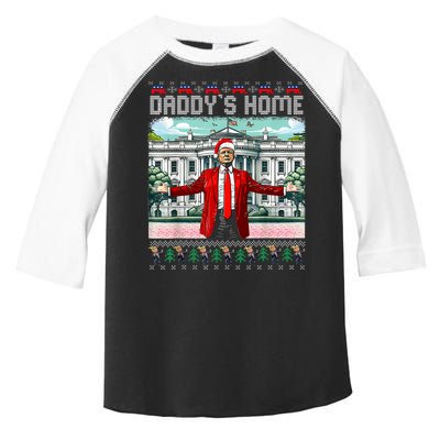 Funny Daddys Home Trump Ugly Christmas Sweater Pajamas Toddler Fine Jersey T-Shirt