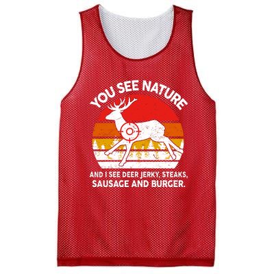 Funny Dad Huntingshirt You See Nature I Steaks Hunter Deer Mesh Reversible Basketball Jersey Tank