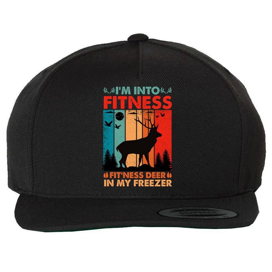 Funny Deer Hunter Gift Wool Snapback Cap