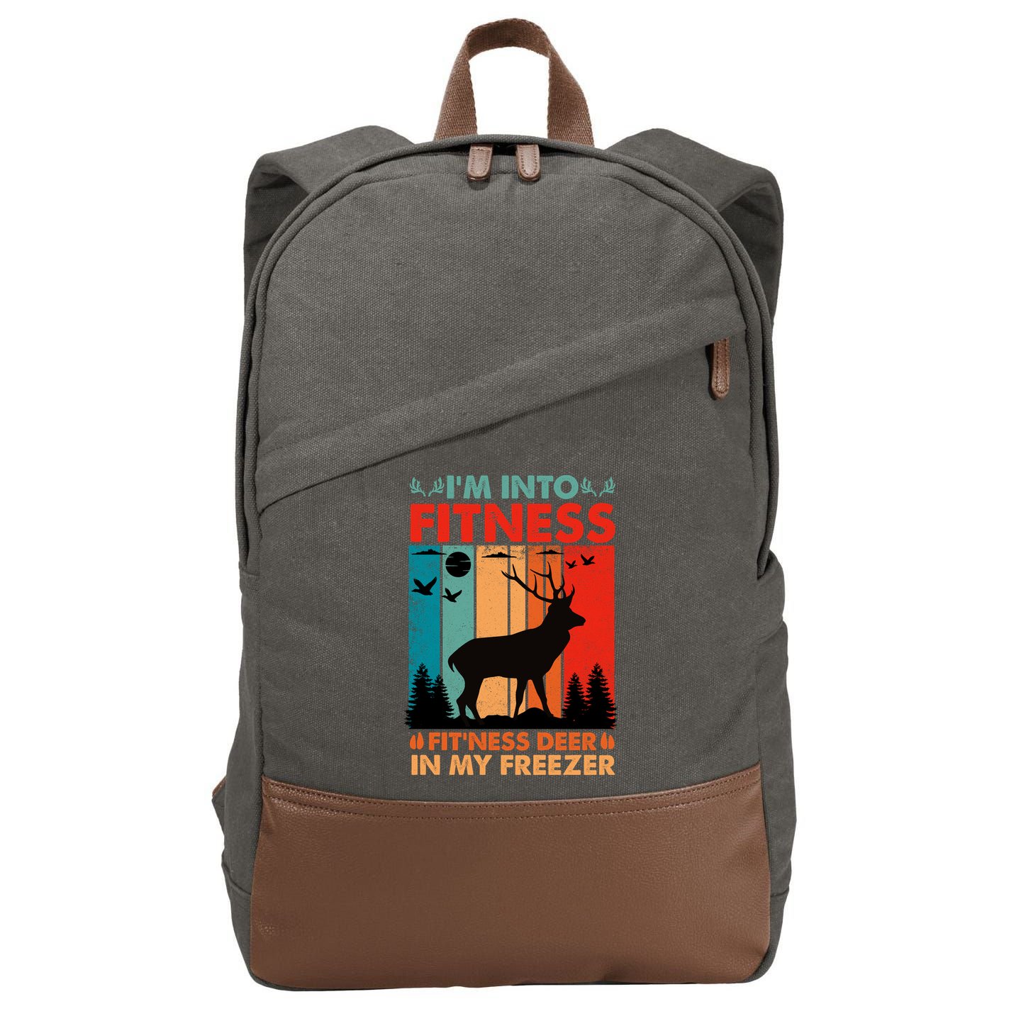 Funny Deer Hunter Gift Cotton Canvas Backpack