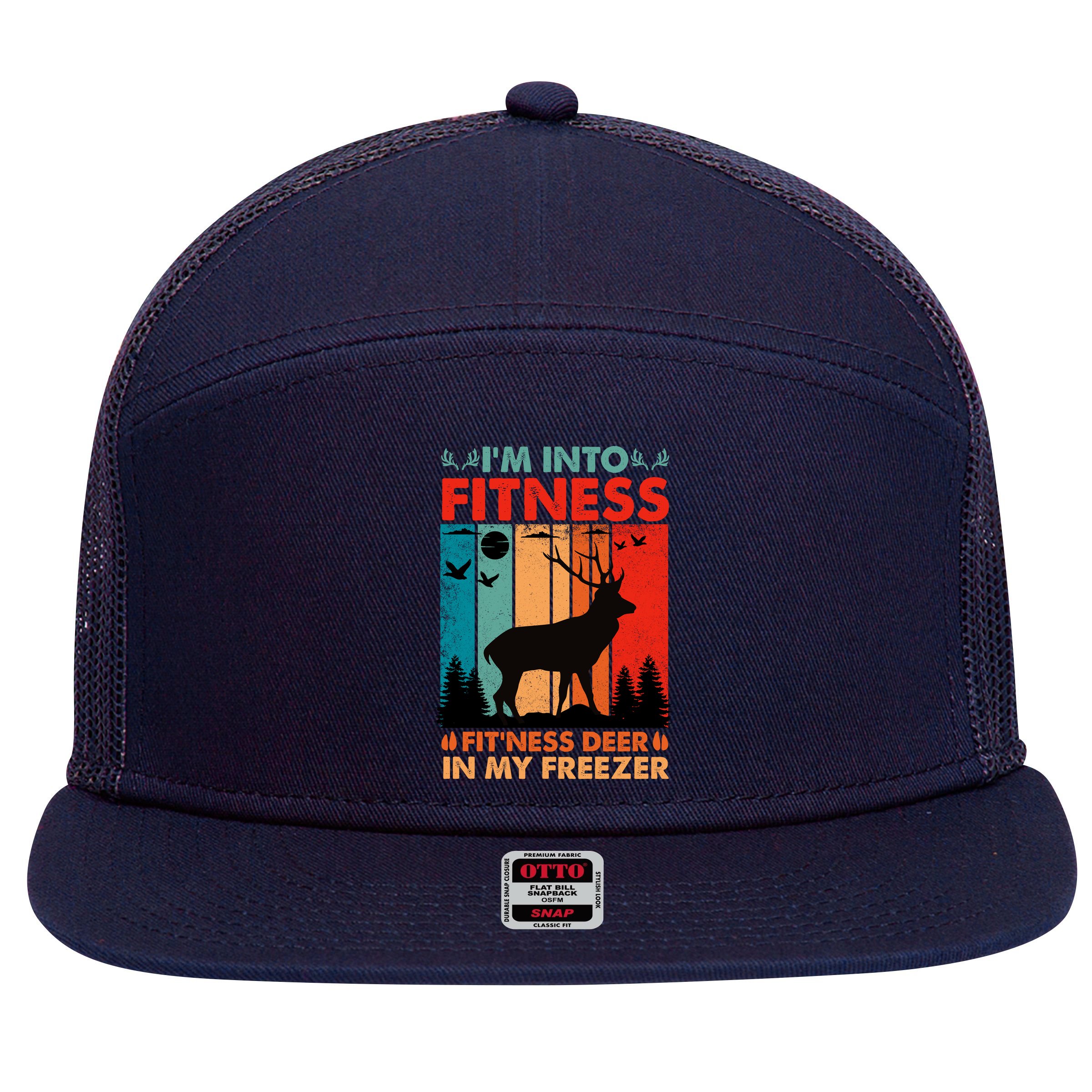Funny Deer Hunter Gift 7 Panel Mesh Trucker Snapback Hat