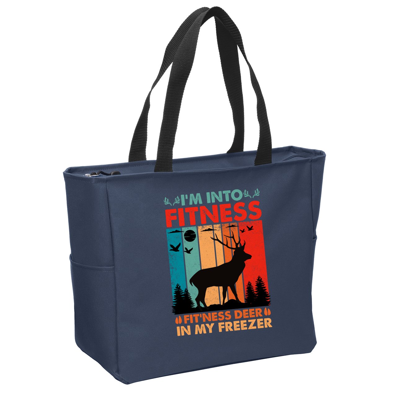 Funny Deer Hunter Gift Zip Tote Bag