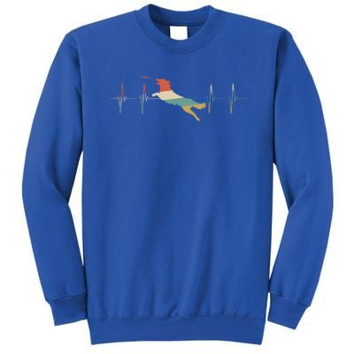 Frisbee Dog Heartbeat Retro Ecg Ekg Gift Sweatshirt