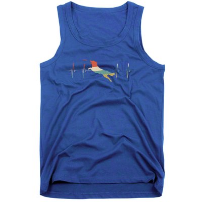 Frisbee Dog Heartbeat Retro Ecg Ekg Gift Tank Top