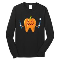 Funny Dental Halloween Tooth Pumpkin Dentist Long Sleeve Shirt