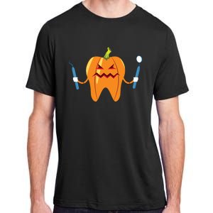 Funny Dental Halloween Tooth Pumpkin Dentist Adult ChromaSoft Performance T-Shirt