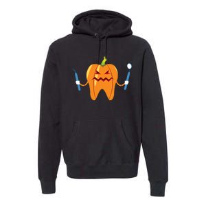 Funny Dental Halloween Tooth Pumpkin Dentist Premium Hoodie