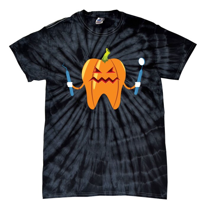 Funny Dental Halloween Tooth Pumpkin Dentist Tie-Dye T-Shirt