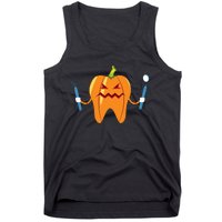 Funny Dental Halloween Tooth Pumpkin Dentist Tank Top