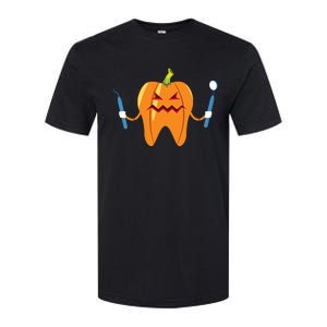 Funny Dental Halloween Tooth Pumpkin Dentist Softstyle CVC T-Shirt