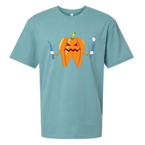 Funny Dental Halloween Tooth Pumpkin Dentist Sueded Cloud Jersey T-Shirt