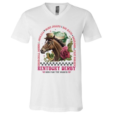 Frauen Derby Horse Racing V-Neck T-Shirt