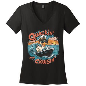 Funny Duck Hunting Hiding Cruise Duck Hunter Cruise Ship Women's V-Neck T-Shirt