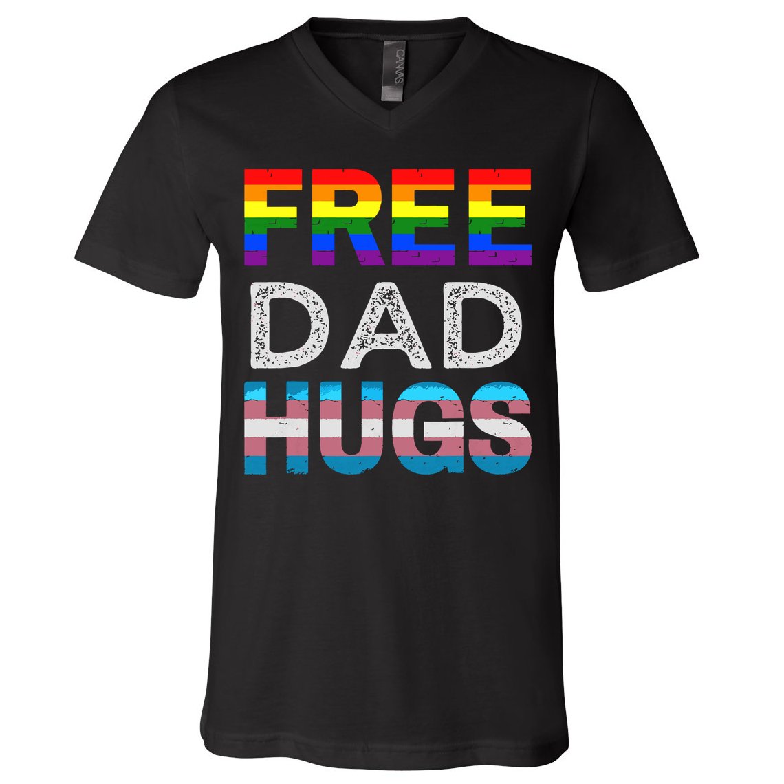 Free Dad Hugs Pride Month Proud Ally V-Neck T-Shirt