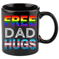 Free Dad Hugs Pride Month Proud Ally 11oz C Handle Ceramic Mug