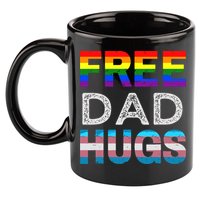 Free Dad Hugs Pride Month Proud Ally 11oz C Handle Ceramic Mug