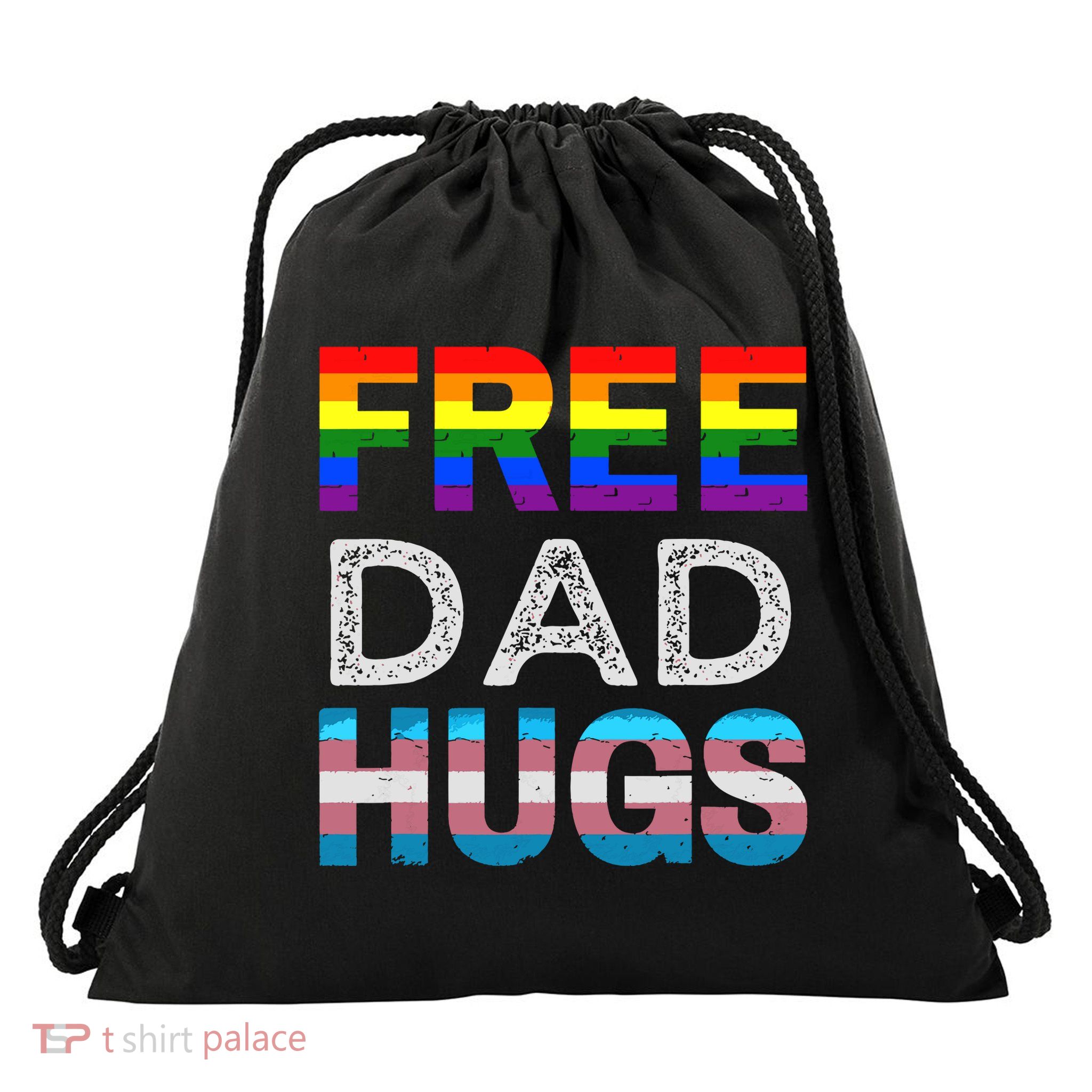 Free Dad Hugs Pride Month Proud Ally Drawstring Bag