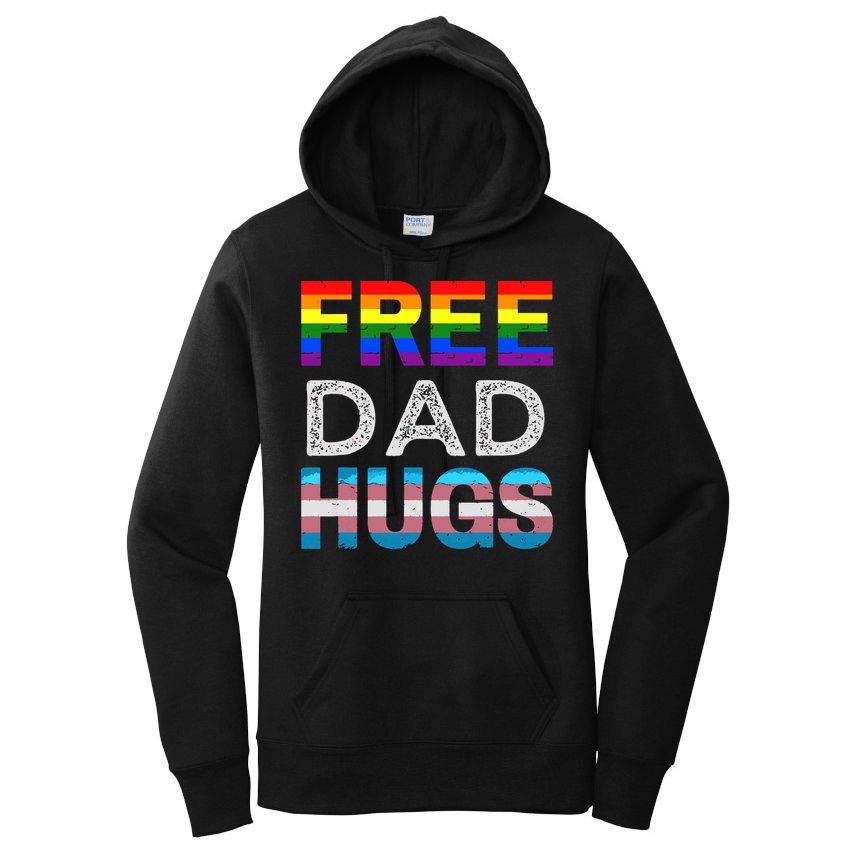 Free Dad Hugs Pride Month Proud Ally Women's Pullover Hoodie