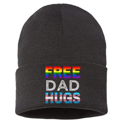 Free Dad Hugs Pride Month Proud Ally Sustainable Knit Beanie