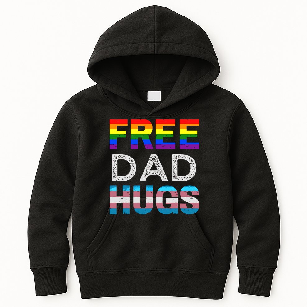Free Dad Hugs Pride Month Proud Ally Kids Hoodie