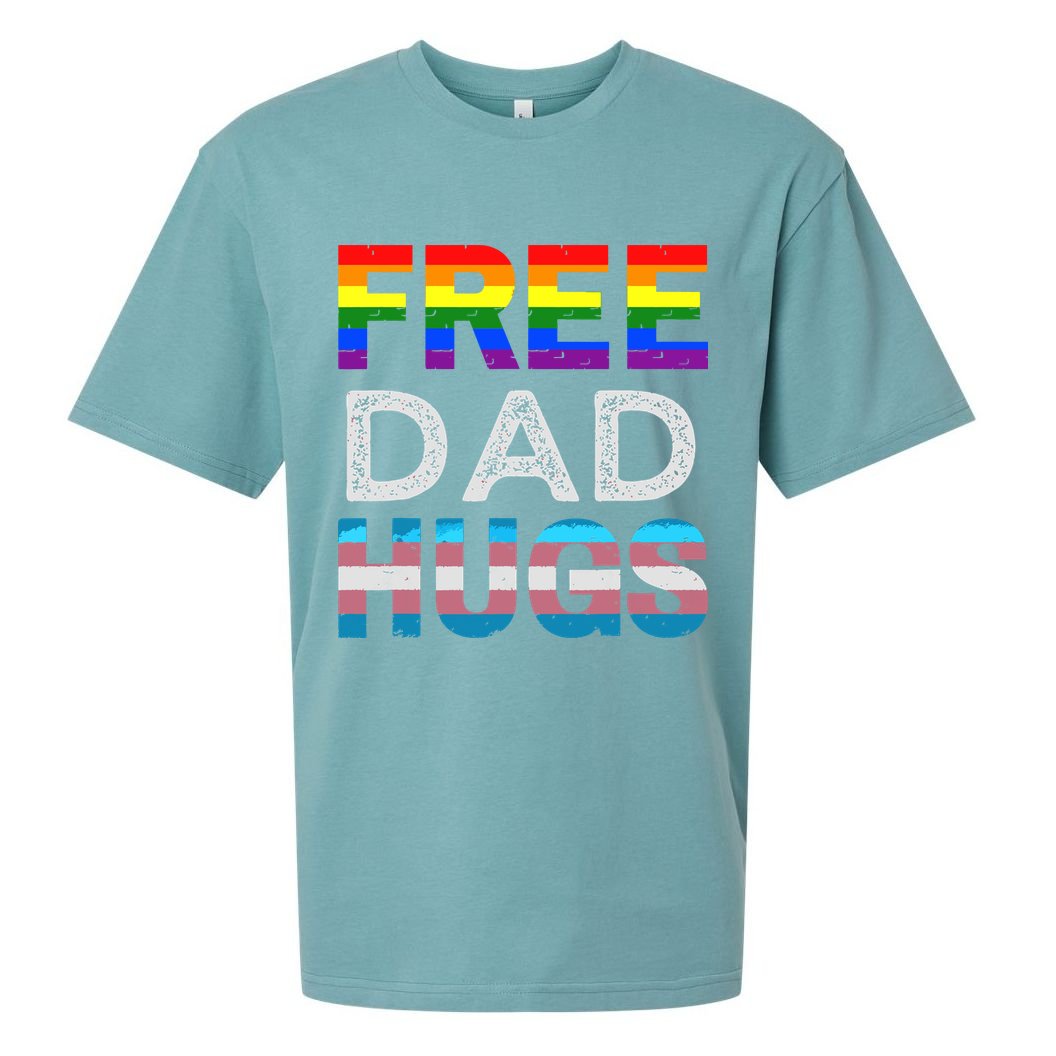 Free Dad Hugs Pride Month Proud Ally Sueded Cloud Jersey T-Shirt
