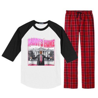 Funny Daddys Home Trump 2024 Take America Back 2024 Raglan Sleeve Pajama Set