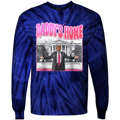 Funny Daddys Home Trump 2024 Take America Back 2024 Tie-Dye Long Sleeve Shirt