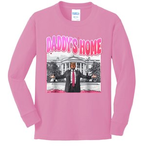 Funny Daddys Home Trump 2024 Take America Back 2024 Kids Long Sleeve Shirt