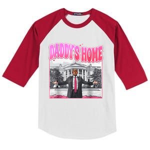 Funny Daddys Home Trump 2024 Take America Back 2024 Kids Colorblock Raglan Jersey