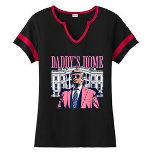 Funny Daddys Home Trump 2024 Take America Back 2024 Ladies Halftime Notch Neck Tee