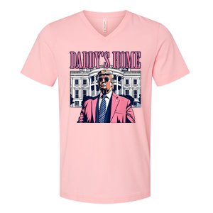 Funny Daddys Home Trump 2024 Take America Back 2024 V-Neck T-Shirt