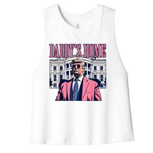 Funny Daddys Home Trump 2024 Take America Back 2024 Women's Racerback Cropped Tank