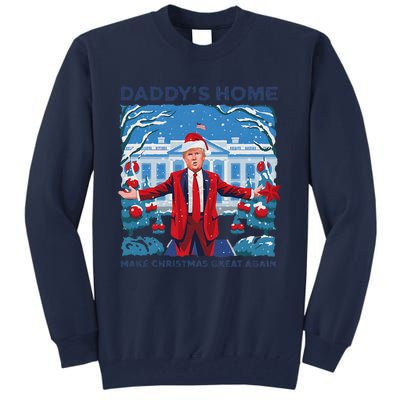 Funny DaddyS Home Trump Ugly Christmas Sweater Xmas Pajamas Tall Sweatshirt