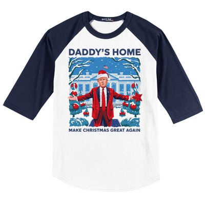 Funny DaddyS Home Trump Ugly Christmas Sweater Xmas Pajamas Baseball Sleeve Shirt