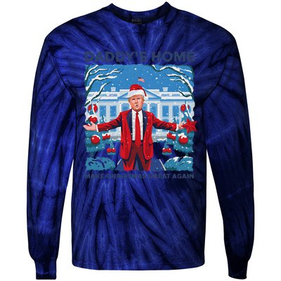 Funny DaddyS Home Trump Ugly Christmas Sweater Xmas Pajamas Tie-Dye Long Sleeve Shirt