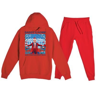 Funny DaddyS Home Trump Ugly Christmas Sweater Xmas Pajamas Premium Hooded Sweatsuit Set