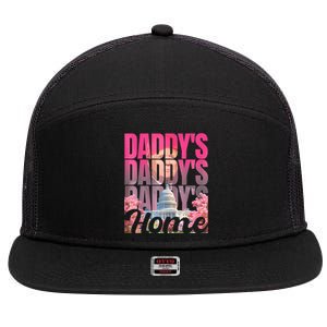 Funny Daddys Home Trump Pink 2024 Take America Back 2024 7 Panel Mesh Trucker Snapback Hat