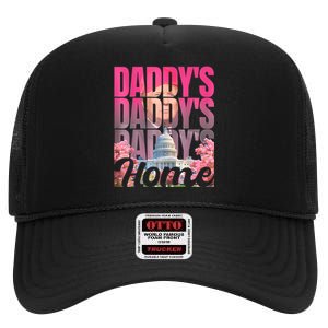 Funny Daddys Home Trump Pink 2024 Take America Back 2024 High Crown Mesh Back Trucker Hat