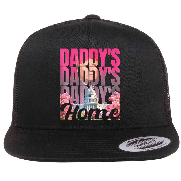 Funny Daddys Home Trump Pink 2024 Take America Back 2024 Flat Bill Trucker Hat