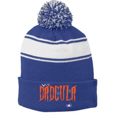 Funny Dadcula Halloween Dad Dracula Costume Momster Matching Gift Stripe Pom Pom Beanie