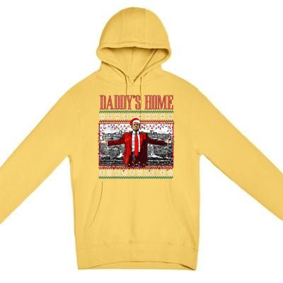 Funny DaddyS Home Trump Ugly Christmas Sweater Xmas Pajamas Premium Pullover Hoodie