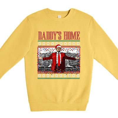 Funny DaddyS Home Trump Ugly Christmas Sweater Xmas Pajamas Premium Crewneck Sweatshirt