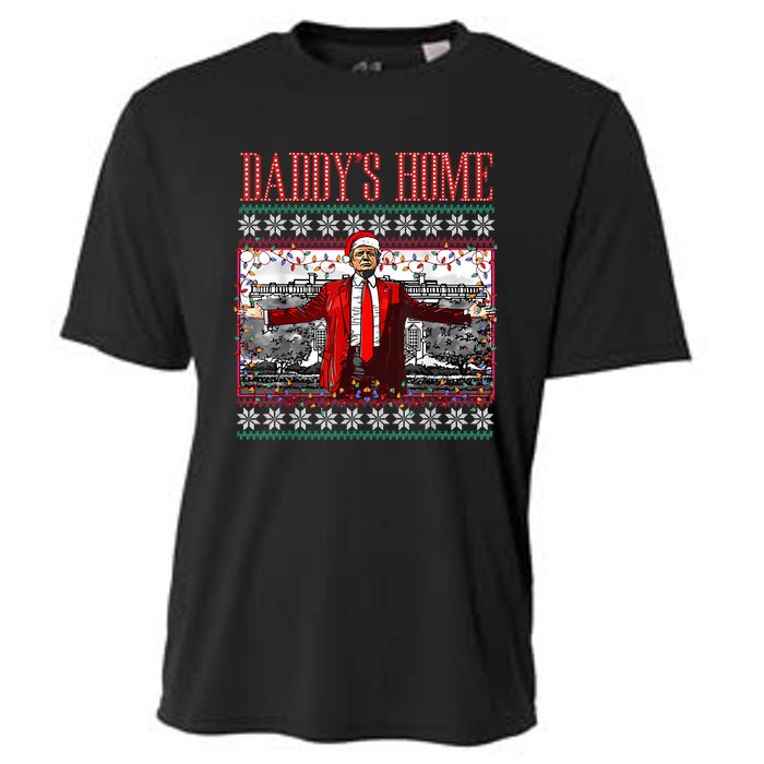 Funny DaddyS Home Trump Ugly Christmas Sweater Xmas Pajamas Cooling Performance Crew T-Shirt