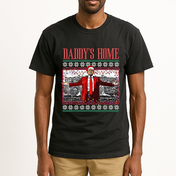 Funny DaddyS Home Trump Ugly Christmas Sweater Xmas Pajamas Tall T-Shirt