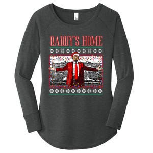 Funny DaddyS Home Trump Ugly Christmas Sweater Xmas Pajamas Women's Perfect Tri Tunic Long Sleeve Shirt