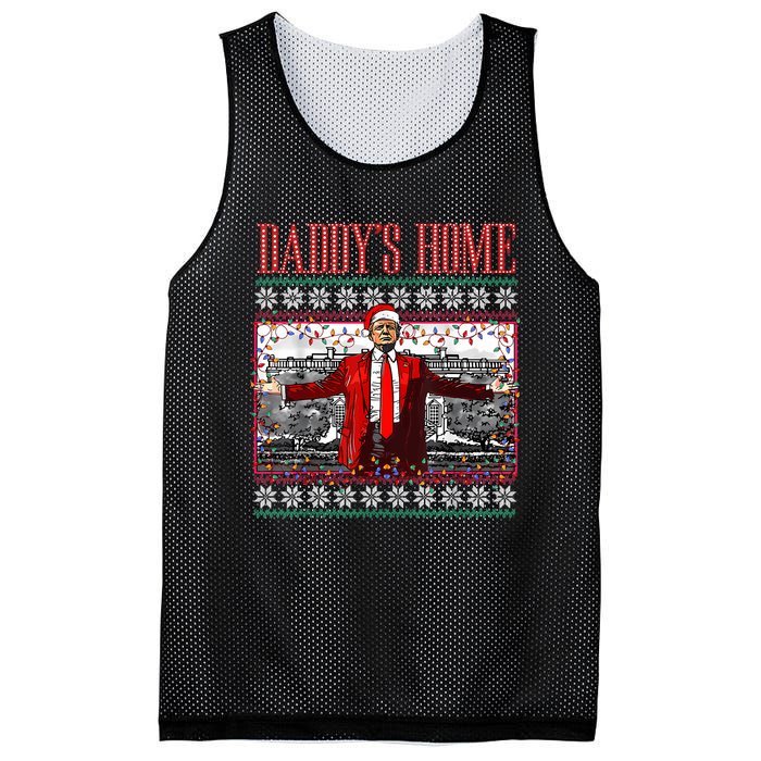 Funny DaddyS Home Trump Ugly Christmas Sweater Xmas Pajamas Mesh Reversible Basketball Jersey Tank