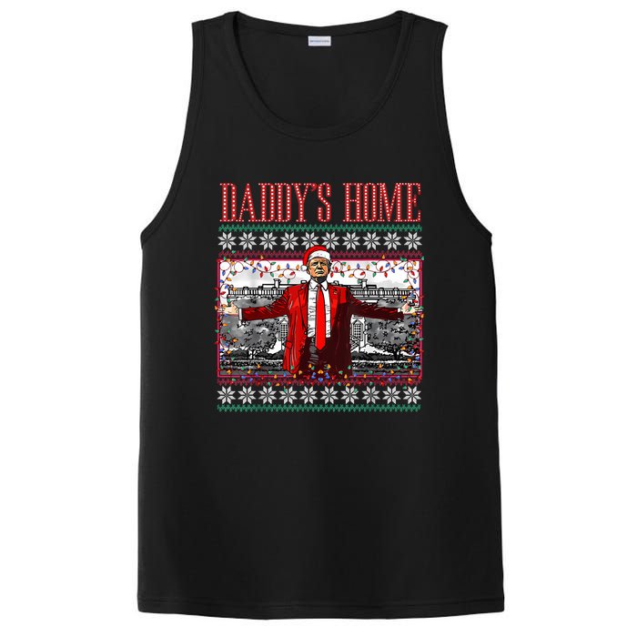 Funny DaddyS Home Trump Ugly Christmas Sweater Xmas Pajamas PosiCharge Competitor Tank