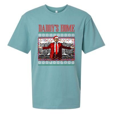 Funny DaddyS Home Trump Ugly Christmas Sweater Xmas Pajamas Sueded Cloud Jersey T-Shirt